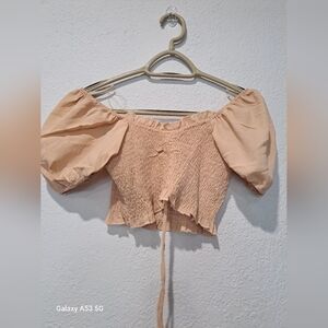 Better Be Tan Puff Sleeve Crop Blouse